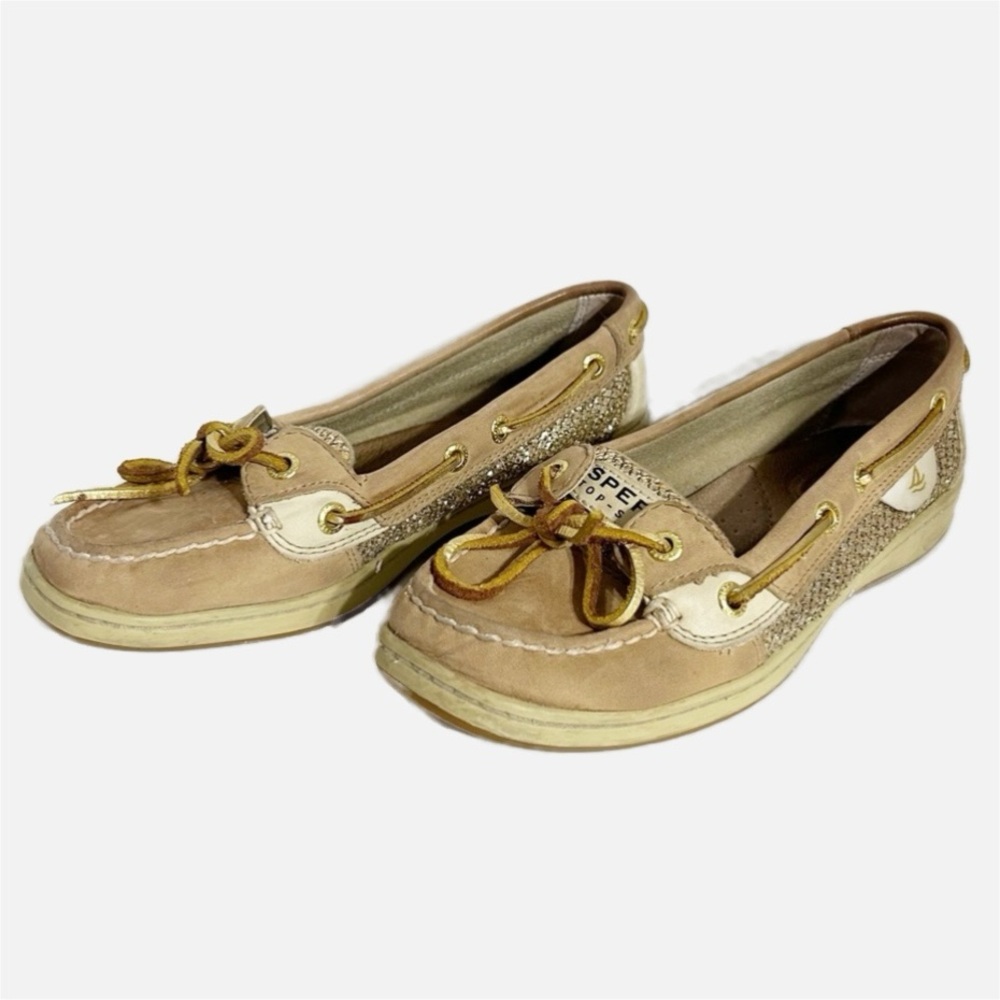 Sperry Topsiders Leather Chain-meal Classic Boat Shoes Leather Accents Slip Ons